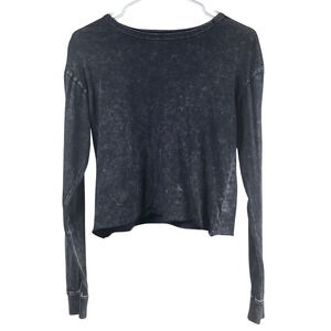 Caution To The Wind Sweater Womens Size Small Long Sleeve Acid Wash Cropped